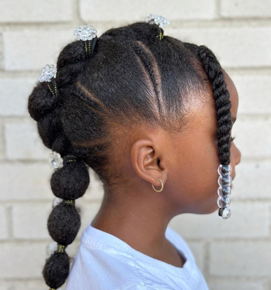 Afro Textured Bubble Braids for Natural Hair