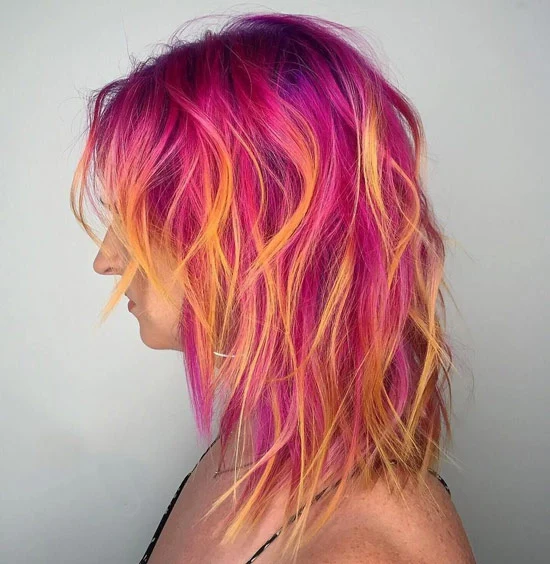 Electric Pink Shaggy Hairstyle