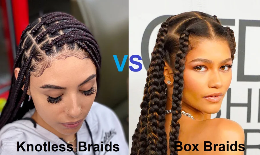 Knotless Braids vs Box Braids