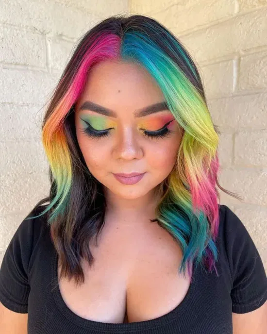 Rainbow Streaks E Girl Hair