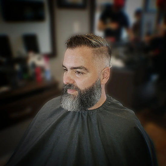 Short Fade Style With Thick Beard