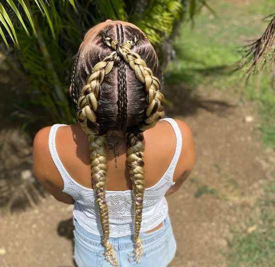 2 Feed In Braids Criss Crossed
