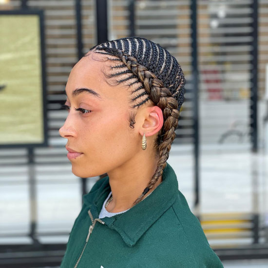 Patterned With 2 Short Feed In Braids