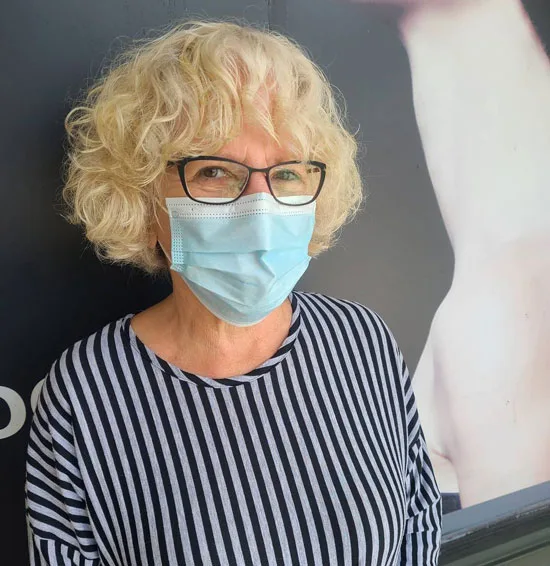 Light Blonde Cropped Grey Curls