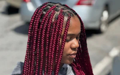 Burgundy Knotless Braids