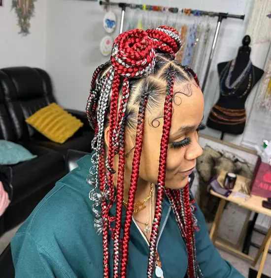 Knotless Braids into Twin Buns