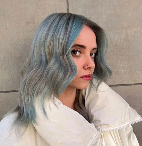 Silver Wolf Cut with Torquise Highlights
