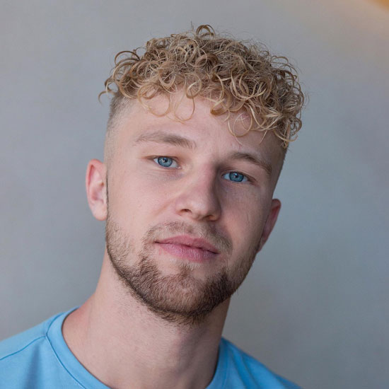 Blonde Curls with Drop Fade