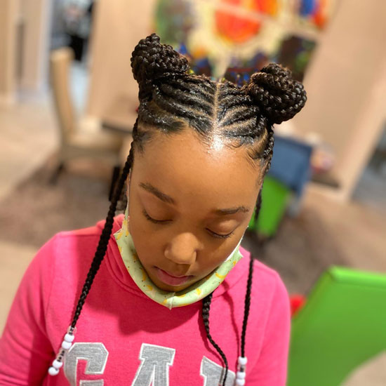 Space Buns with Box Braids