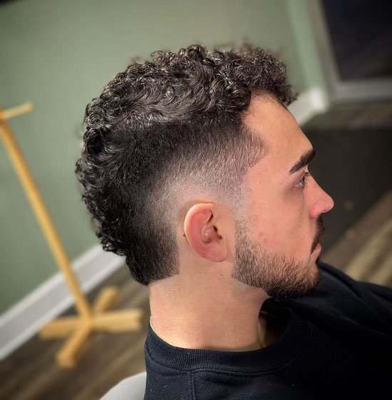 Curly Mohawk with Burst Fade