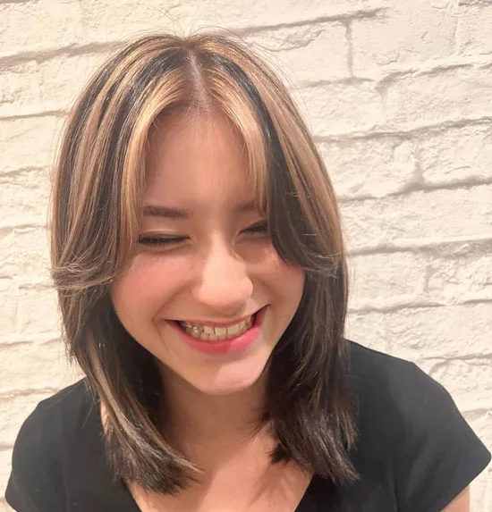 Middle Parted Bangs with Choppy Layers