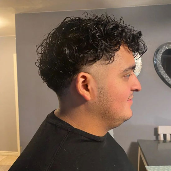 Glossy Curls with Skin Taper Fade