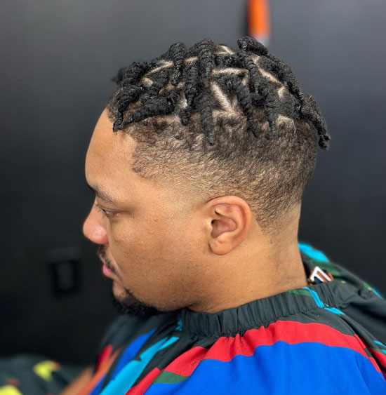 Two Twist Cornrows with Skin Fade