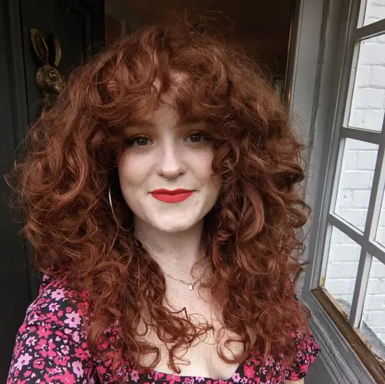 Curls with Short Curtain Bangs