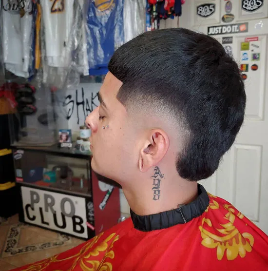 Flat Mullet with Burst Fade