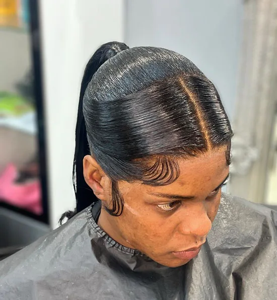 Half-Middle-Parted Low Weave