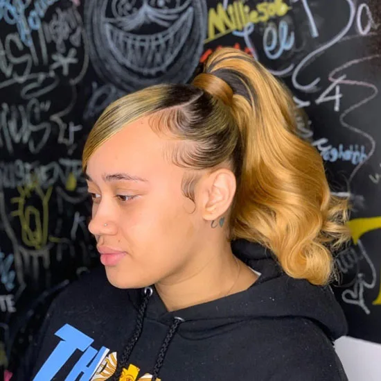 Side Swept High Weave Ponytail