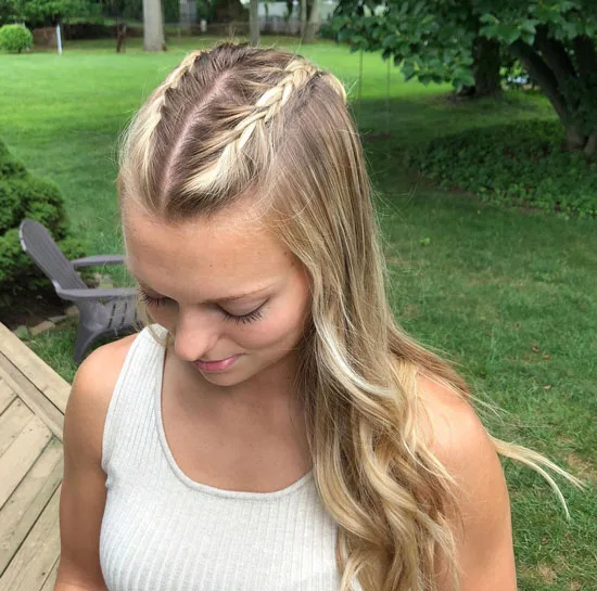 Two Mohawk Braid Half Updo