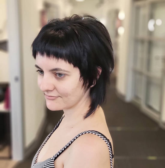 Jet Black Pixie with Soft Bangs