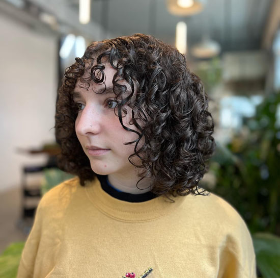 Plumped Curly Bob with Greasy Bangs